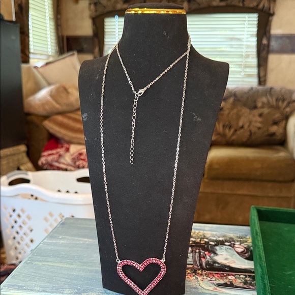 Paparazzi Silver Necklace with Red Heart Pendant and Matching Earrings - Picture 2 of 5